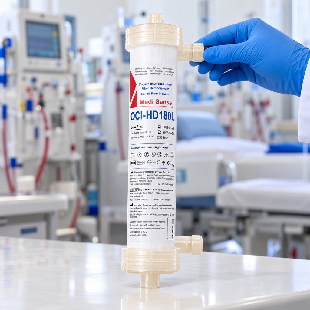 OCI-HD180L hollow fiber hemodialyzer.